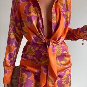 Runaway The Label Orchid Tie-Front Shirt Dress